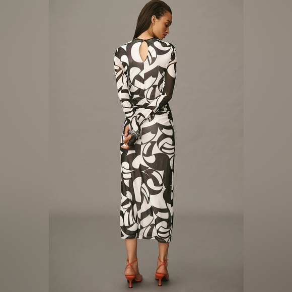 Farm Rio Long-Sleeve Mock-Neck Mesh Slim Midi Dress - Picture 3 of 7